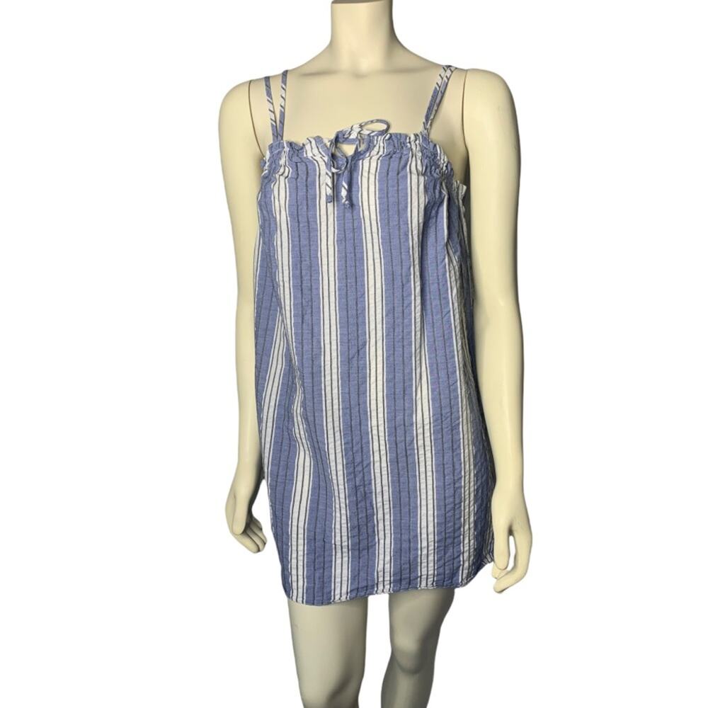 Magnolia Skye Small spaghetti strap sleeveless dress denim blue white stripe